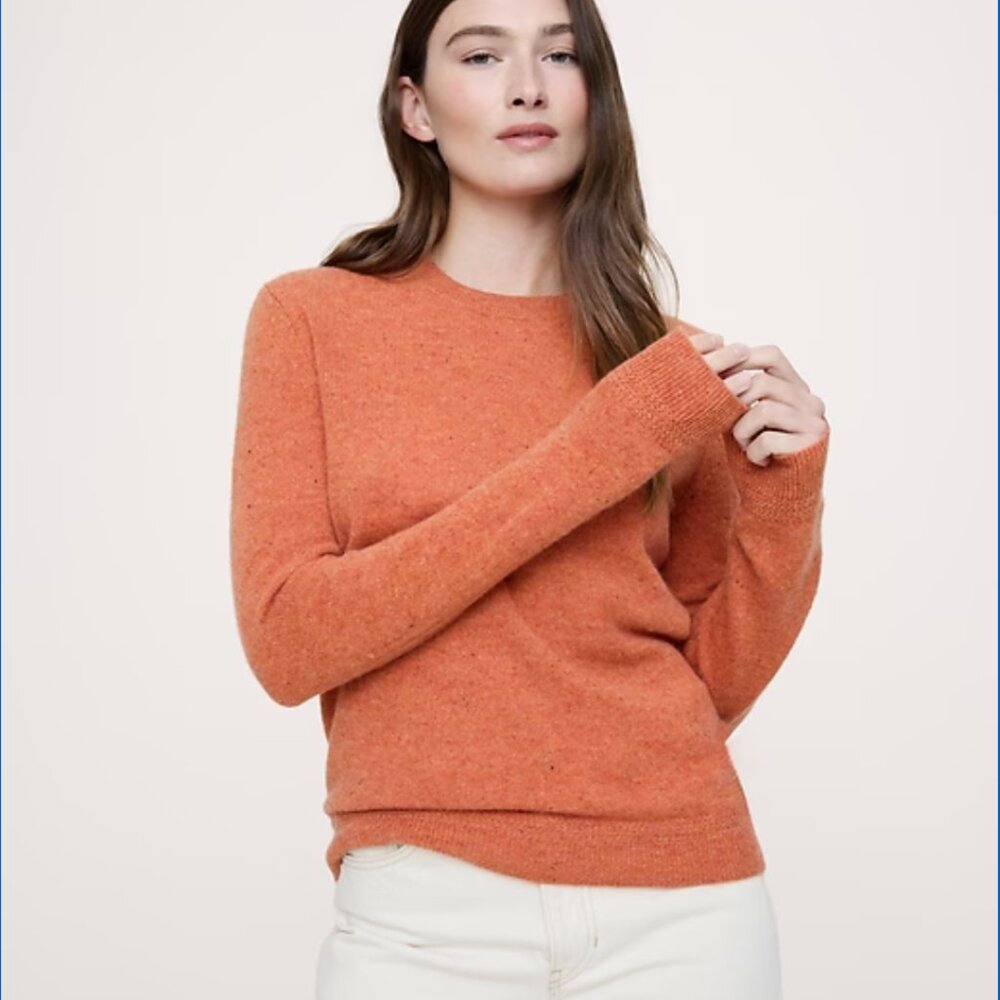 Banana Republic Lightweight Cashmere Crew Neck Sweater S Spiced Orange EUC